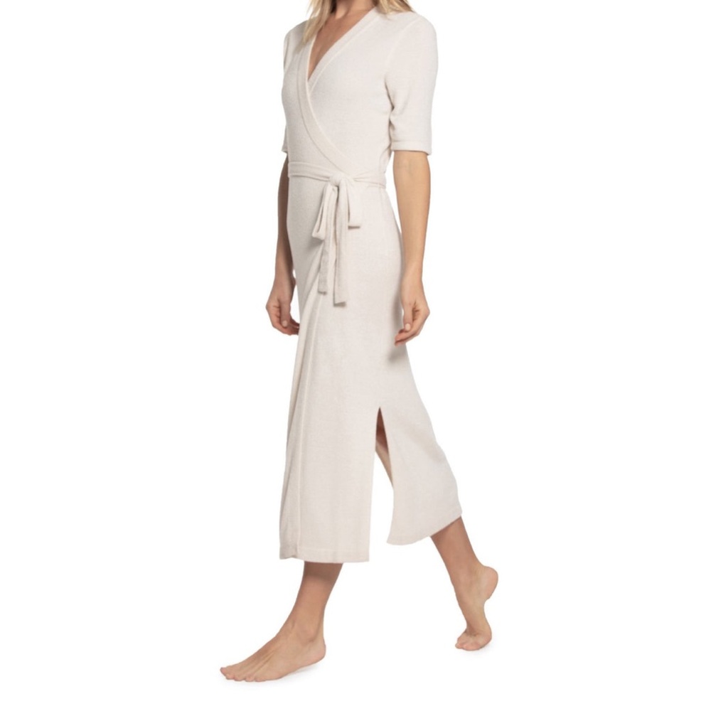 Barefoot Dreams Cozychic Ultra Lite Wrap Dress in Cream, SZ L NWT - Picture 2 of 3